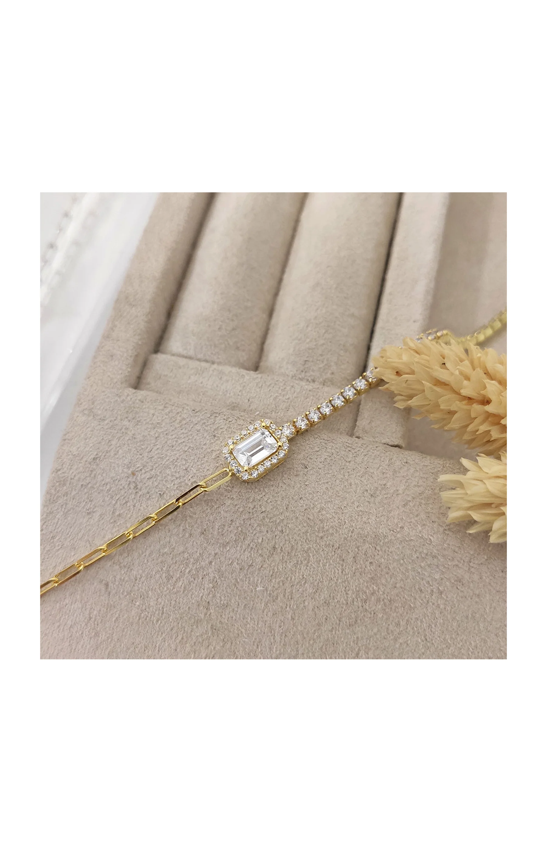 Bracelet doré - Argent 925 & zircon baguette - Image 3