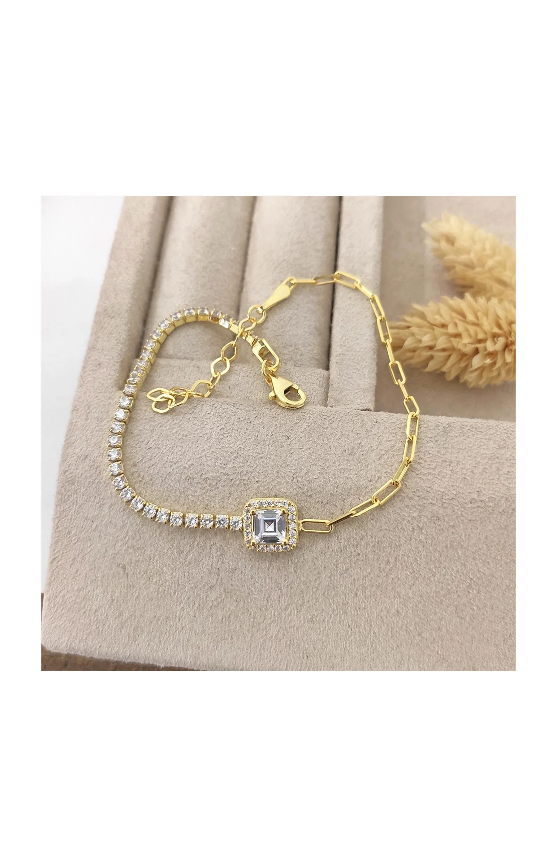 Bracelet doré – Argent 925 & zircon - Image 3