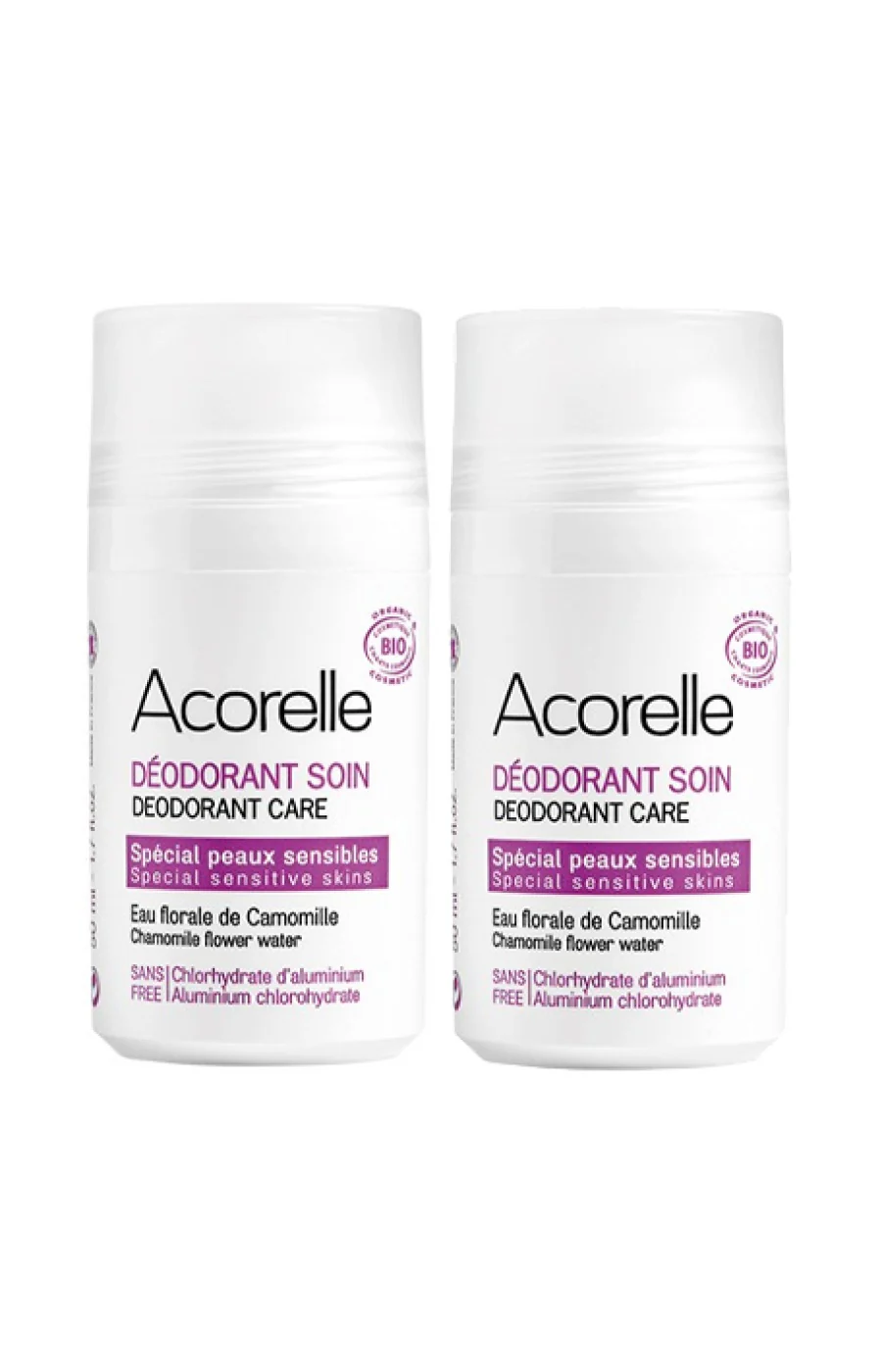 Déodorants roll-on soin - Peaux sensibles - 2 x 50 ml