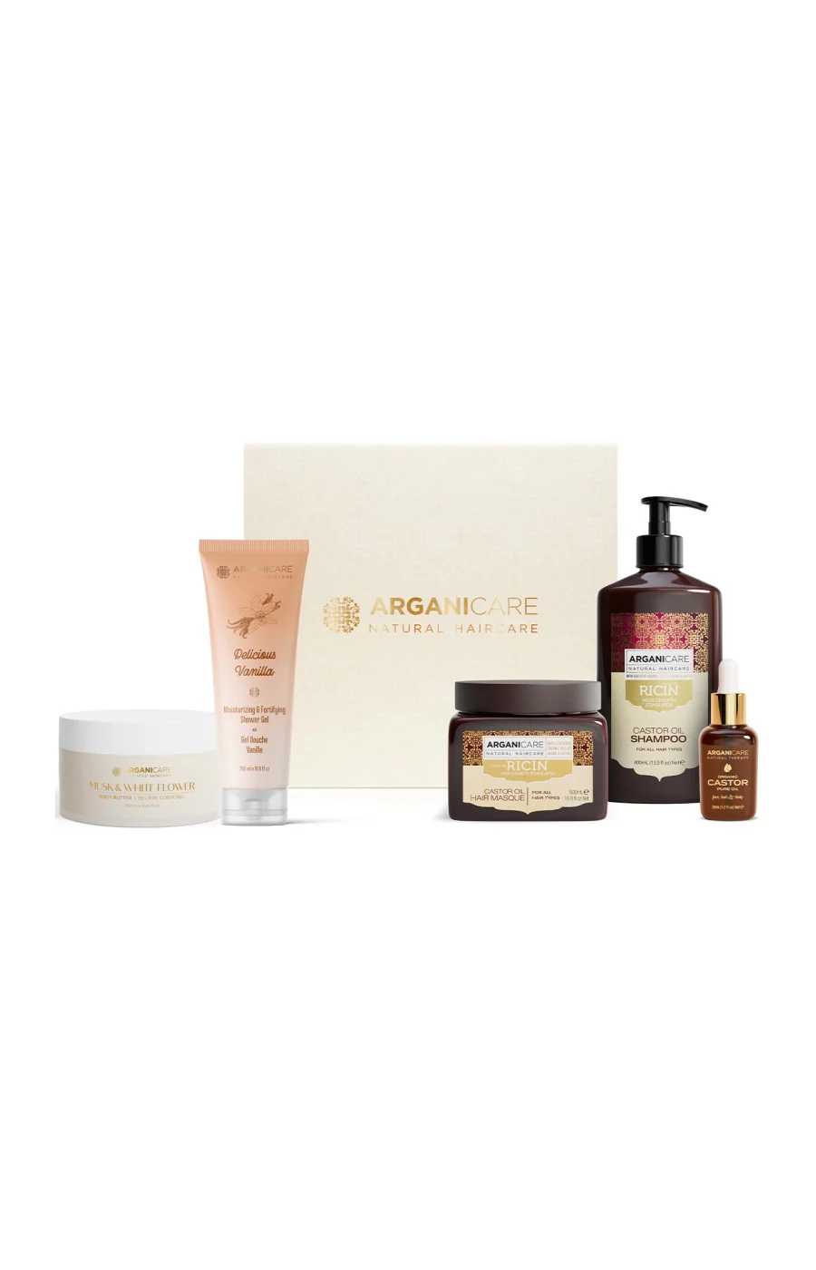 Coffret Pousse de Cheveux & Bien-Être – Huile de Ricin - 5 produits