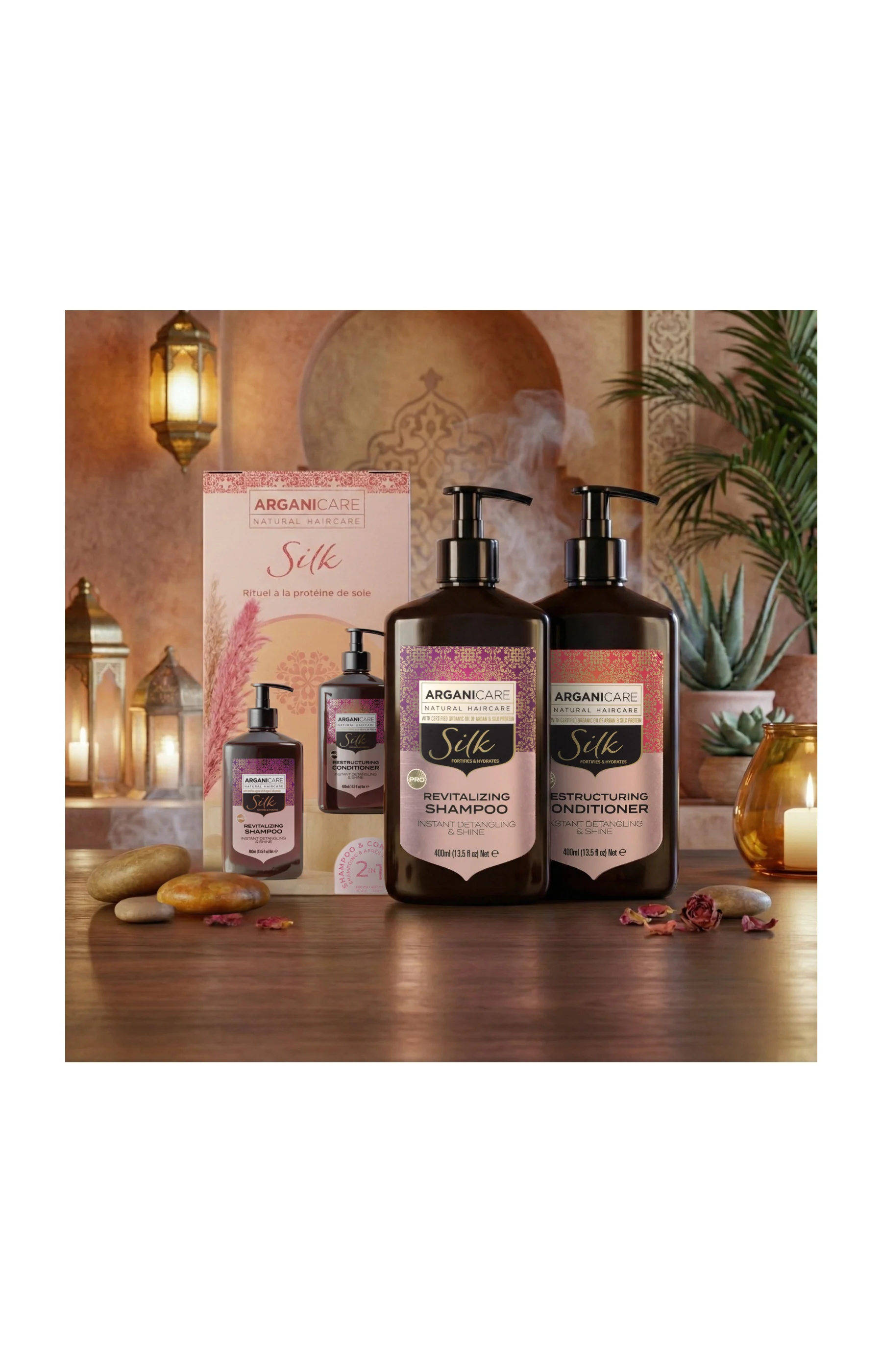 Coffret shampoing & après-shampoing lissant & brillance - Protéine de soie - Cheveux secs & abîmés - 2 x 400 ml - Image 2