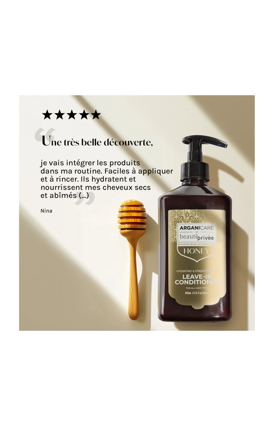 Soin hydratant protecteur sans rinçage - Miel - Cheveux secs & abîmés – 400 ml - Image 2
