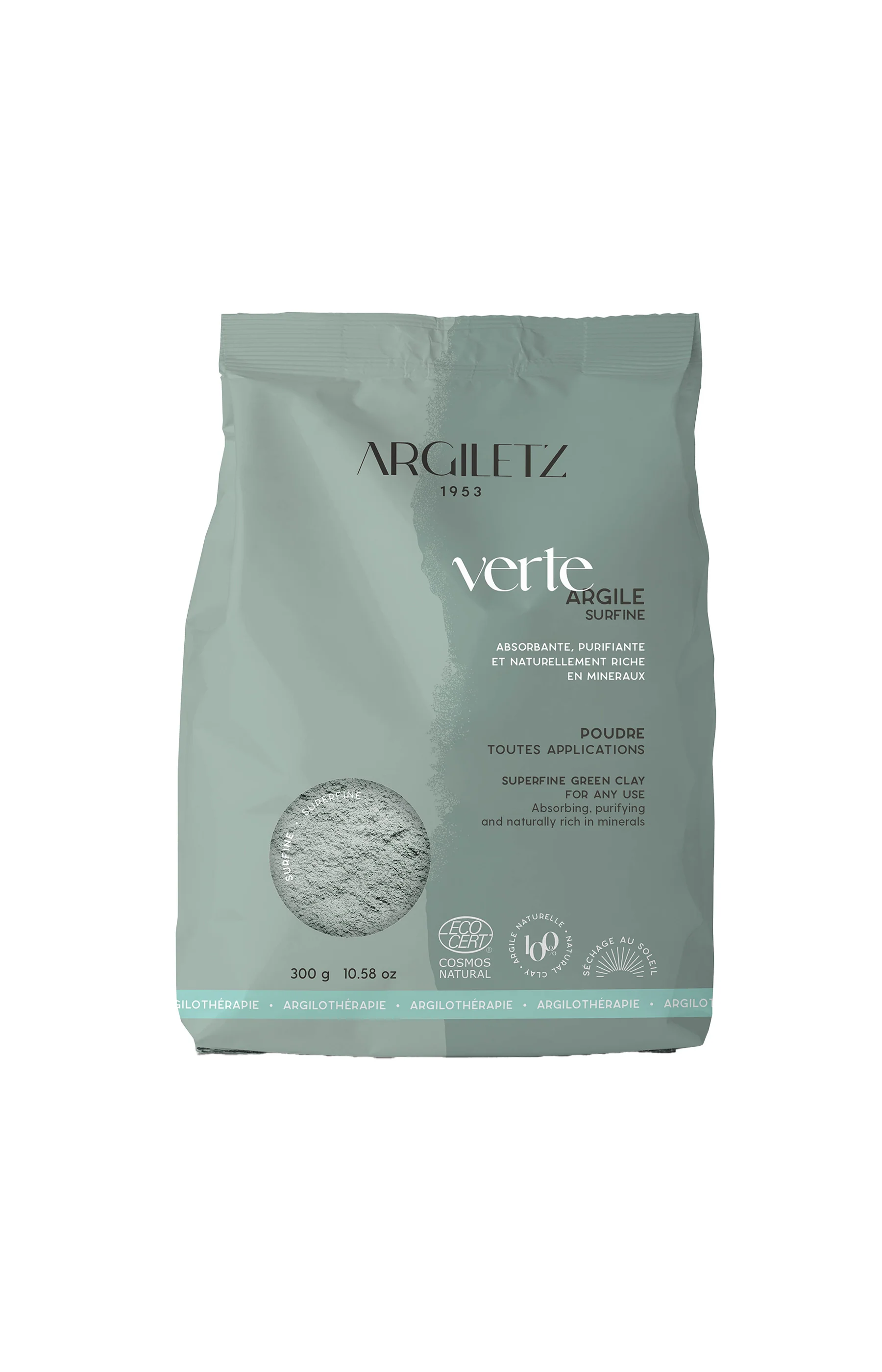 Argile verte surfine - Absorbante & puirifiante - 300 g