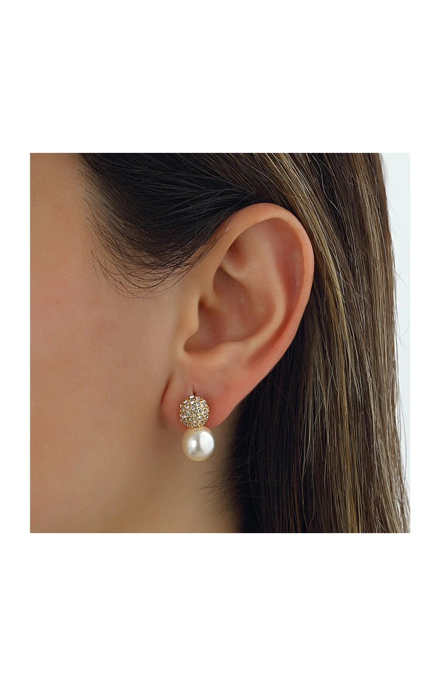 Boucles d'oreilles - Laiton plaqué or & zircons - Image 2