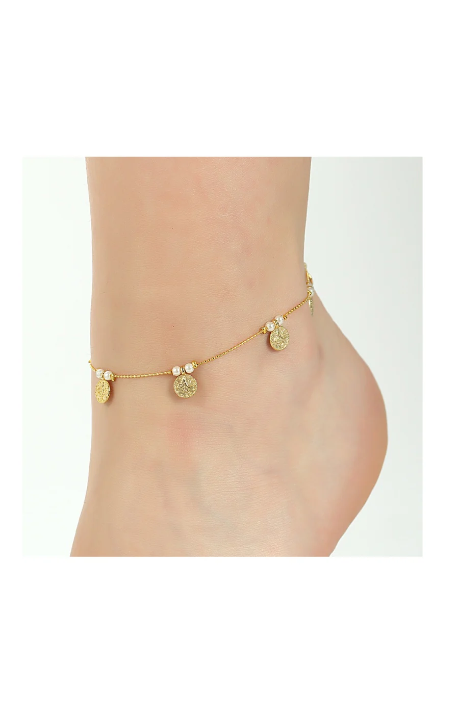 Bracelet de cheville - Laiton plaqué or & cristaux