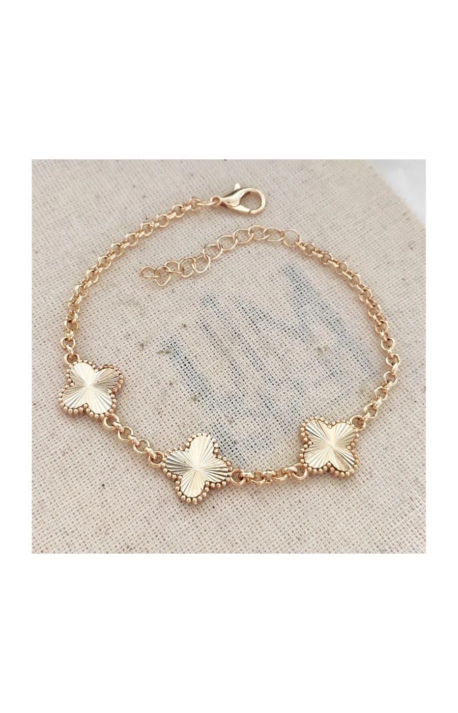 Bracelet trèfle - Laiton plaqué or - Image 2