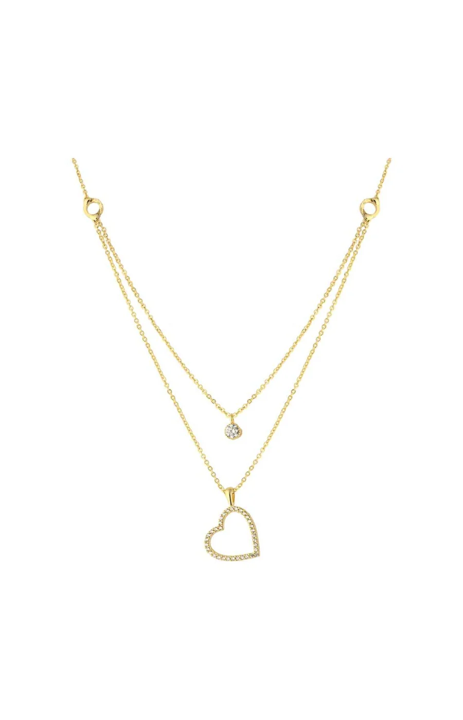 Collier coeur - Laiton plaqué or & zircons