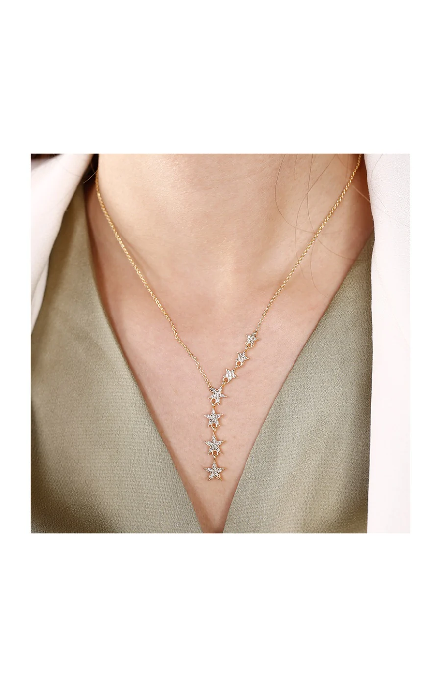 Collier étoile filante - Laiton plaqué or & zircons - Image 2