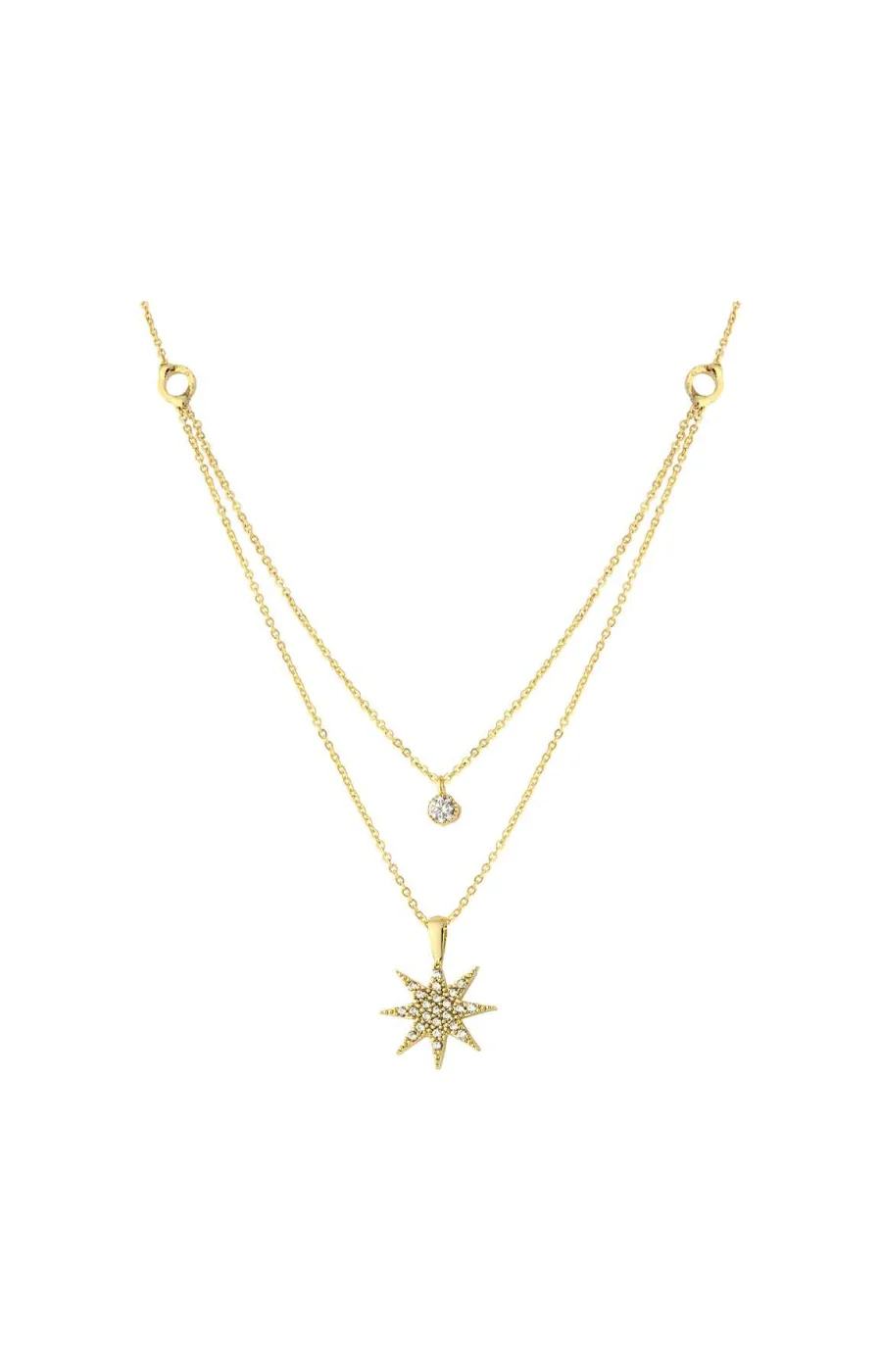 Collier - Laiton plaqué or & zircons