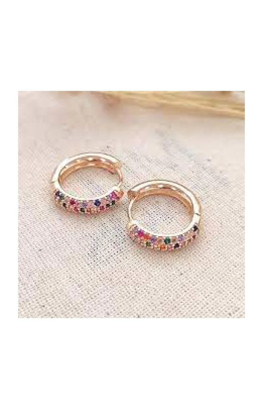 Créoles - Laiton plaqué or & zircons multicolores