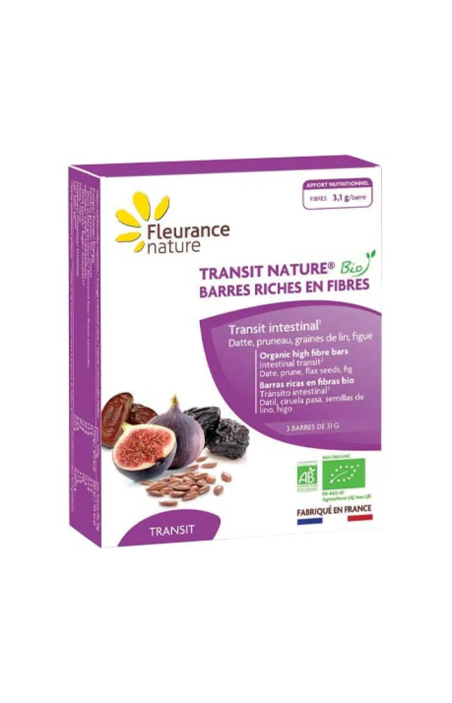 Barres riches en fibres bio - Transit intestinal - 6 barres