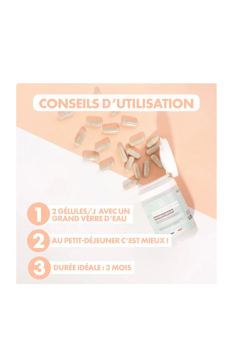Complément alimentaire pousse des cheveux - Poussée d'amour - 1 mois - Image 2