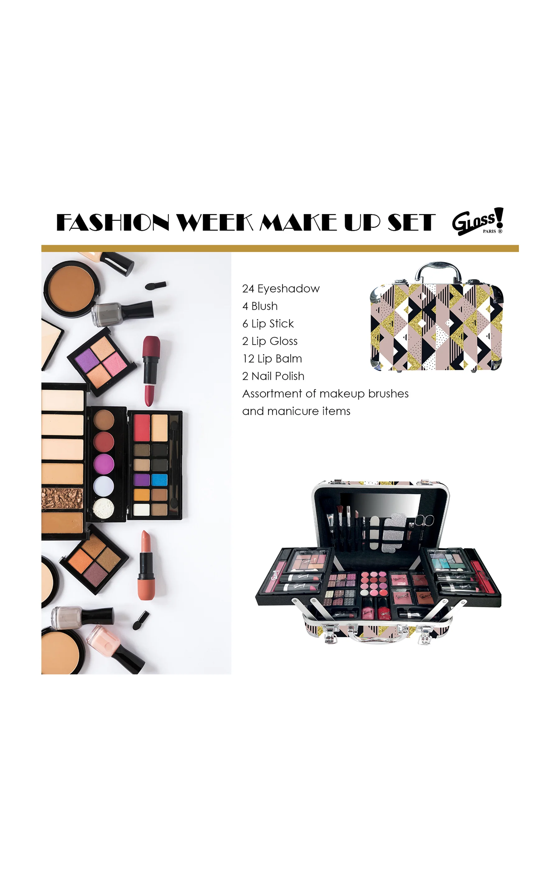 Mallette De Maquillage - Beauty MakeUp Cosmetics - Rose & doré - Image 3