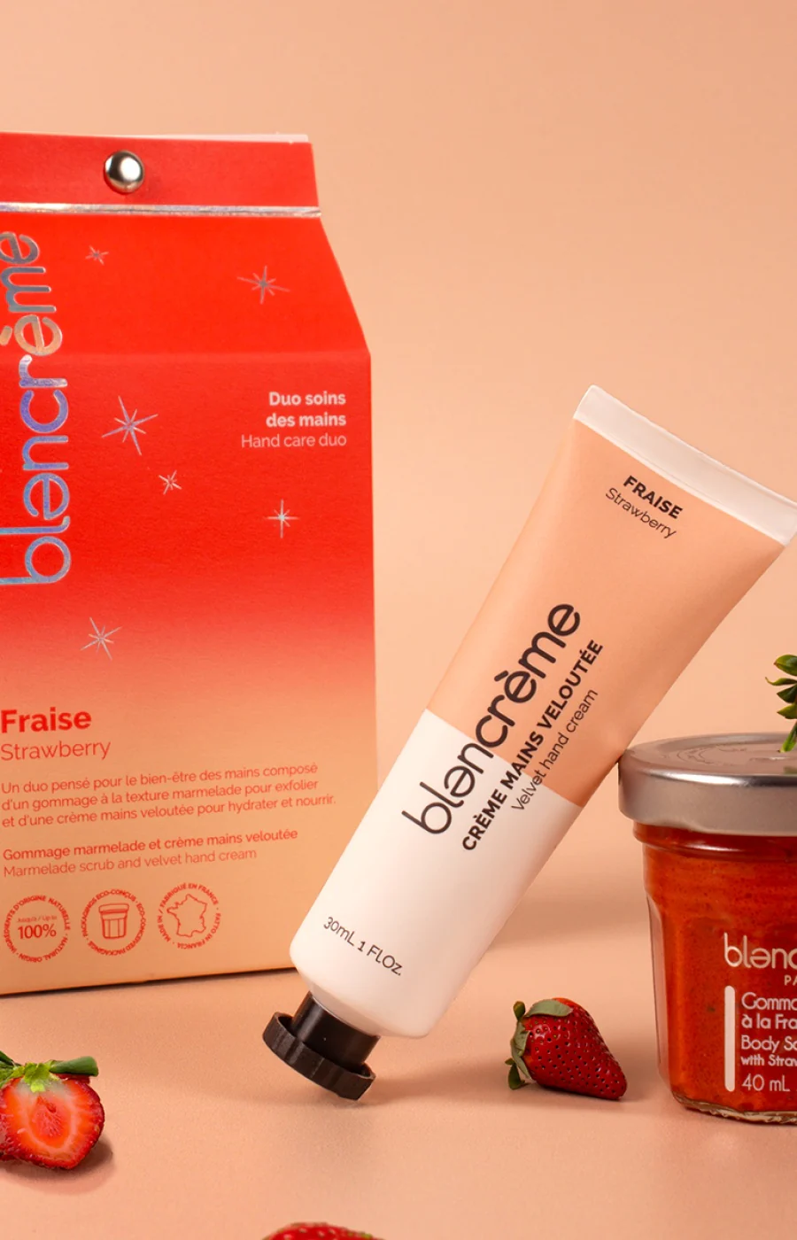 Coffret gommage & crème hydratante - Fraise - Mains - Image 2
