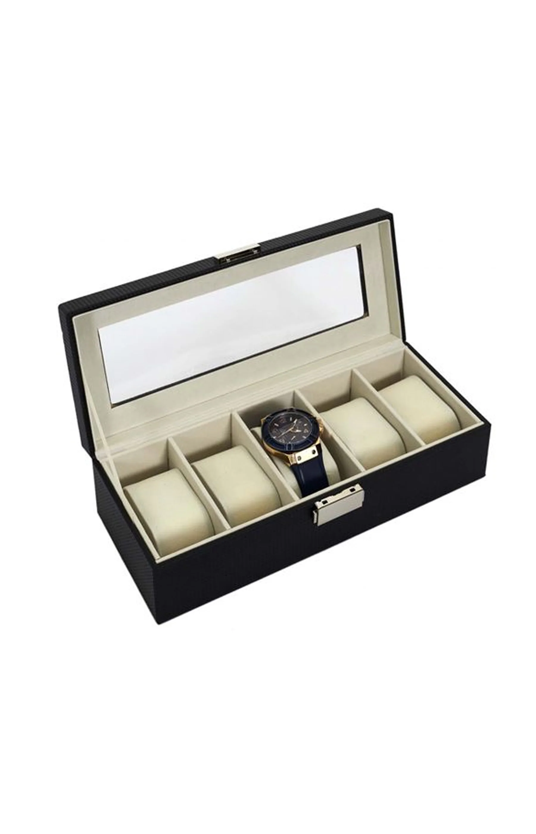 Boite à montres - 5 rangements - Noir