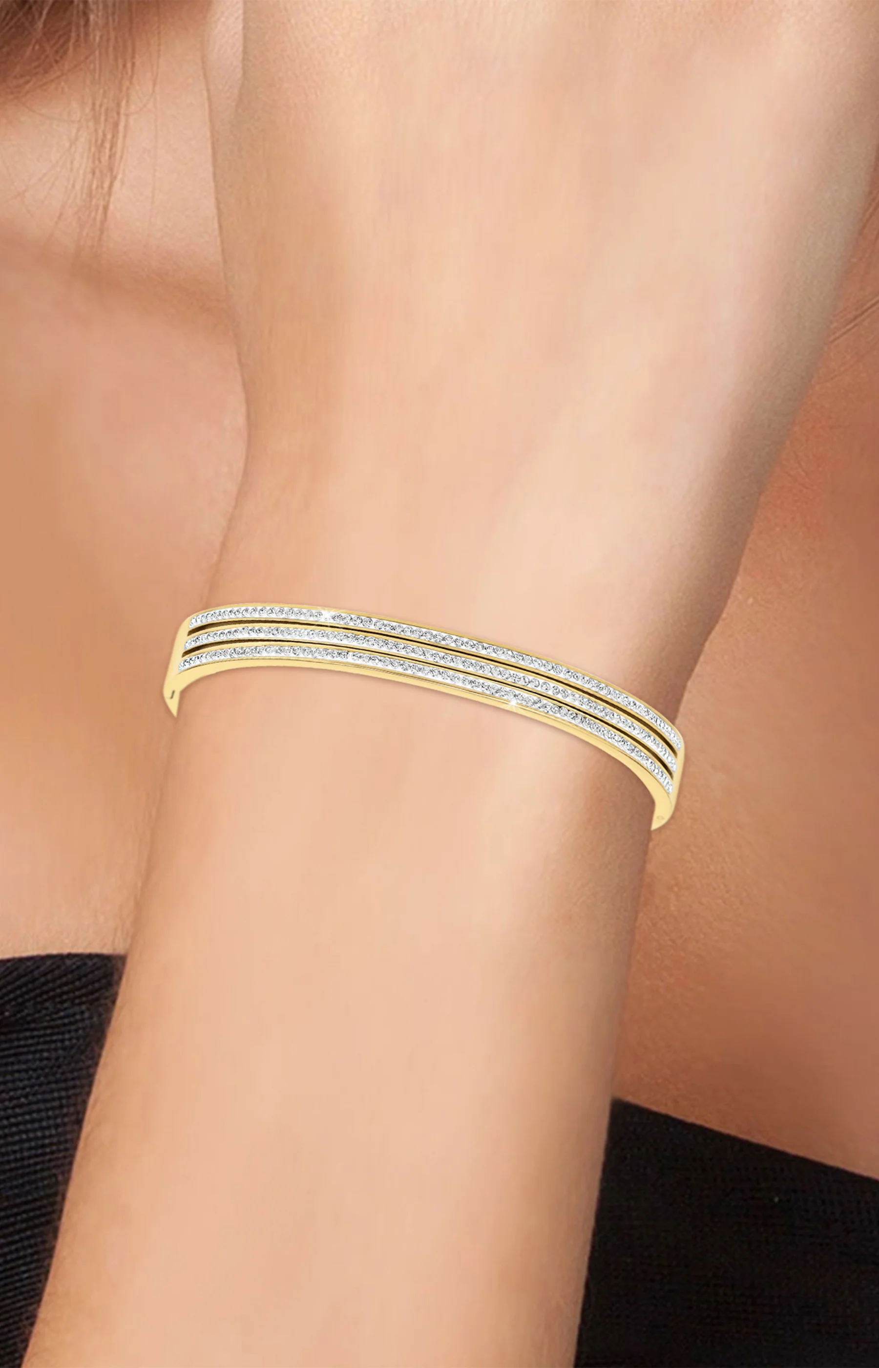 Bracelet - Acier inoxydable & cristaux - Doré - Image 2
