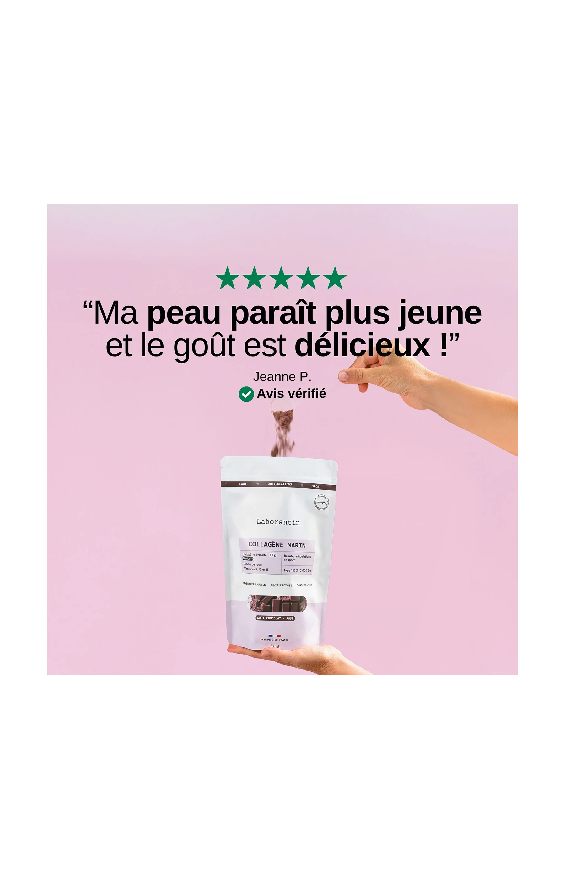 Collagène en poudre - Goût Chocolat - 375 g - Image 5