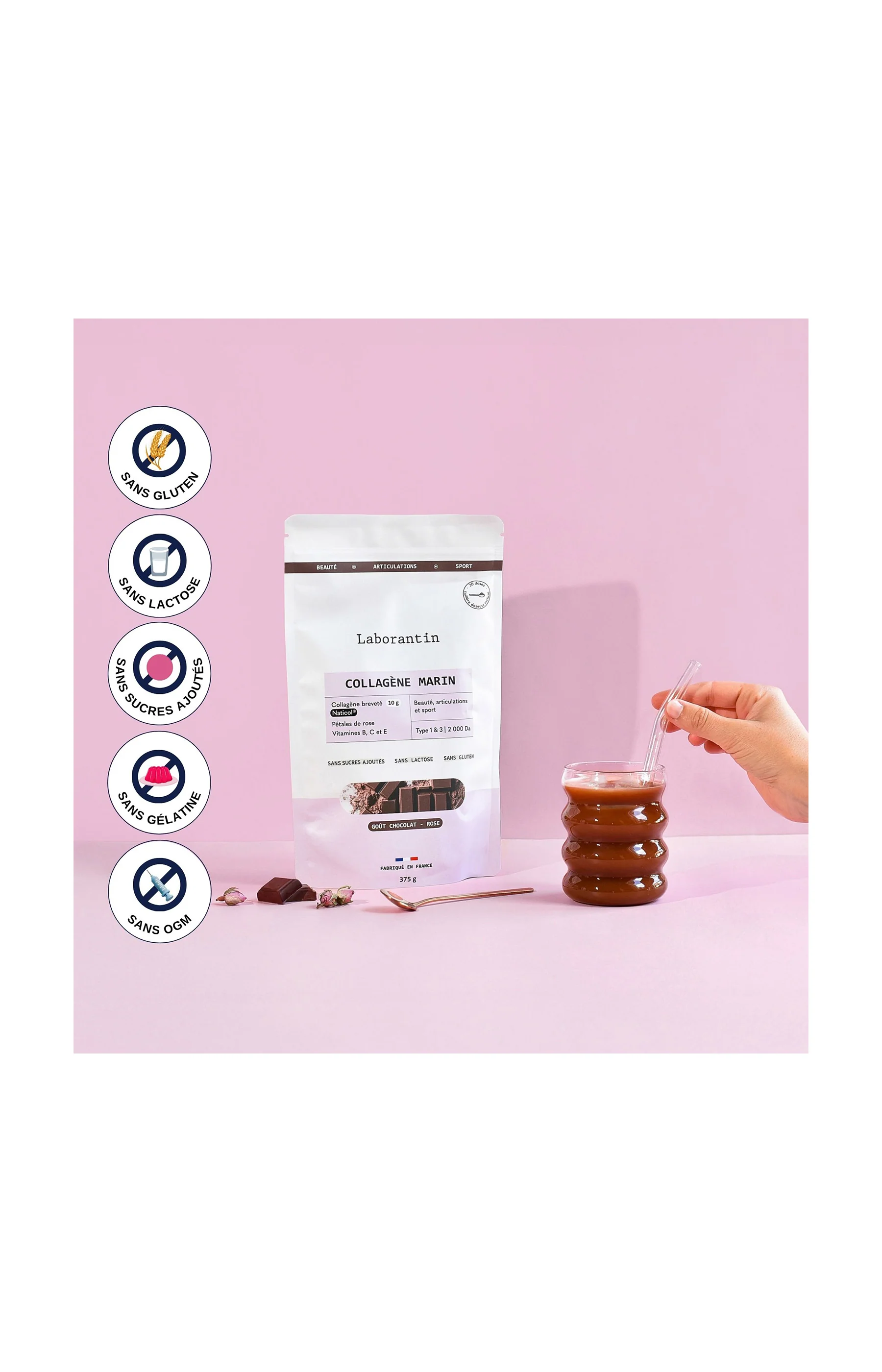 Collagène en poudre - Goût Chocolat - 375 g - Image 6