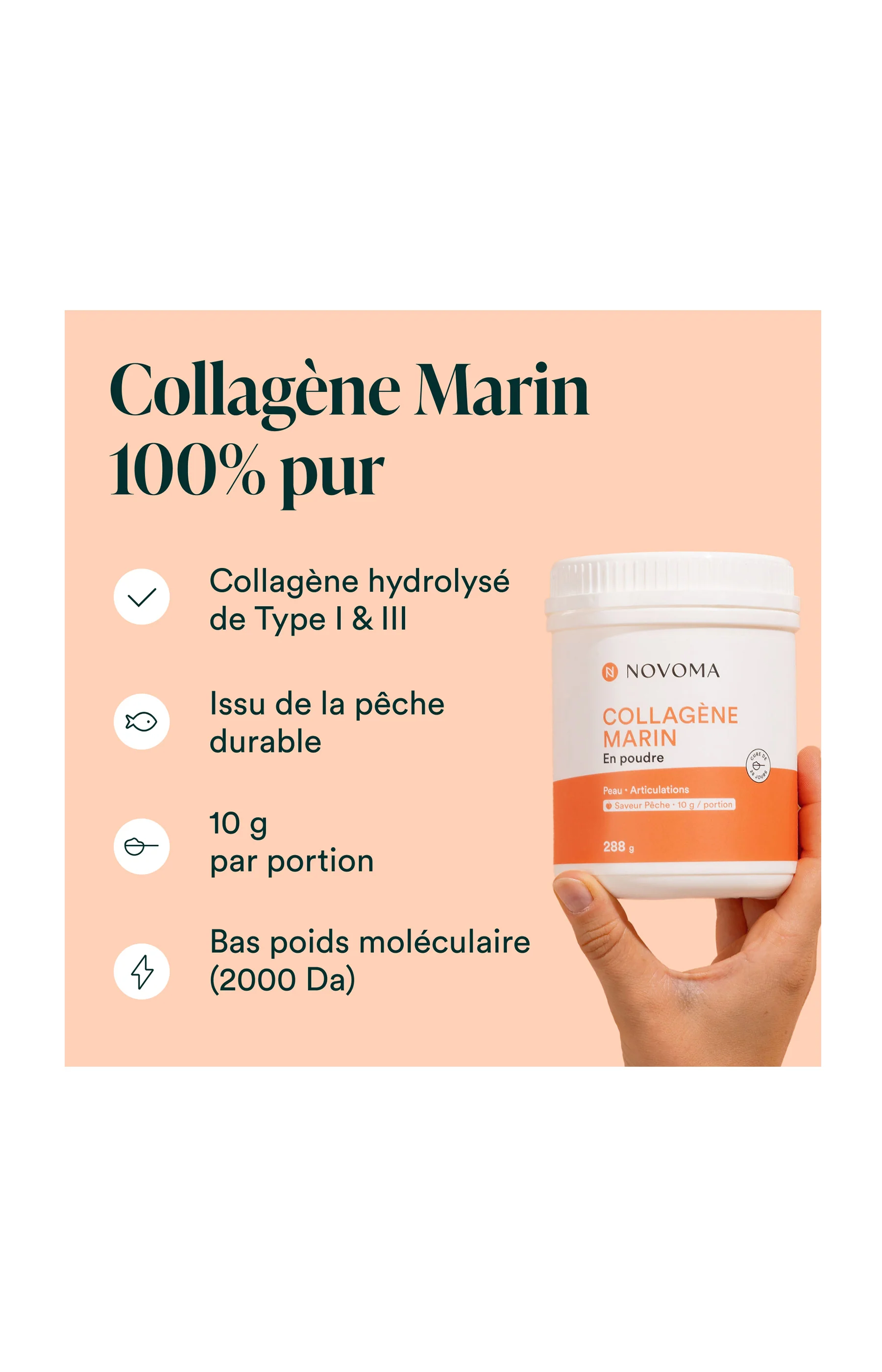 Collagène Marin - Peau & articulations - Saveur pêche - 28 jours - Image 5