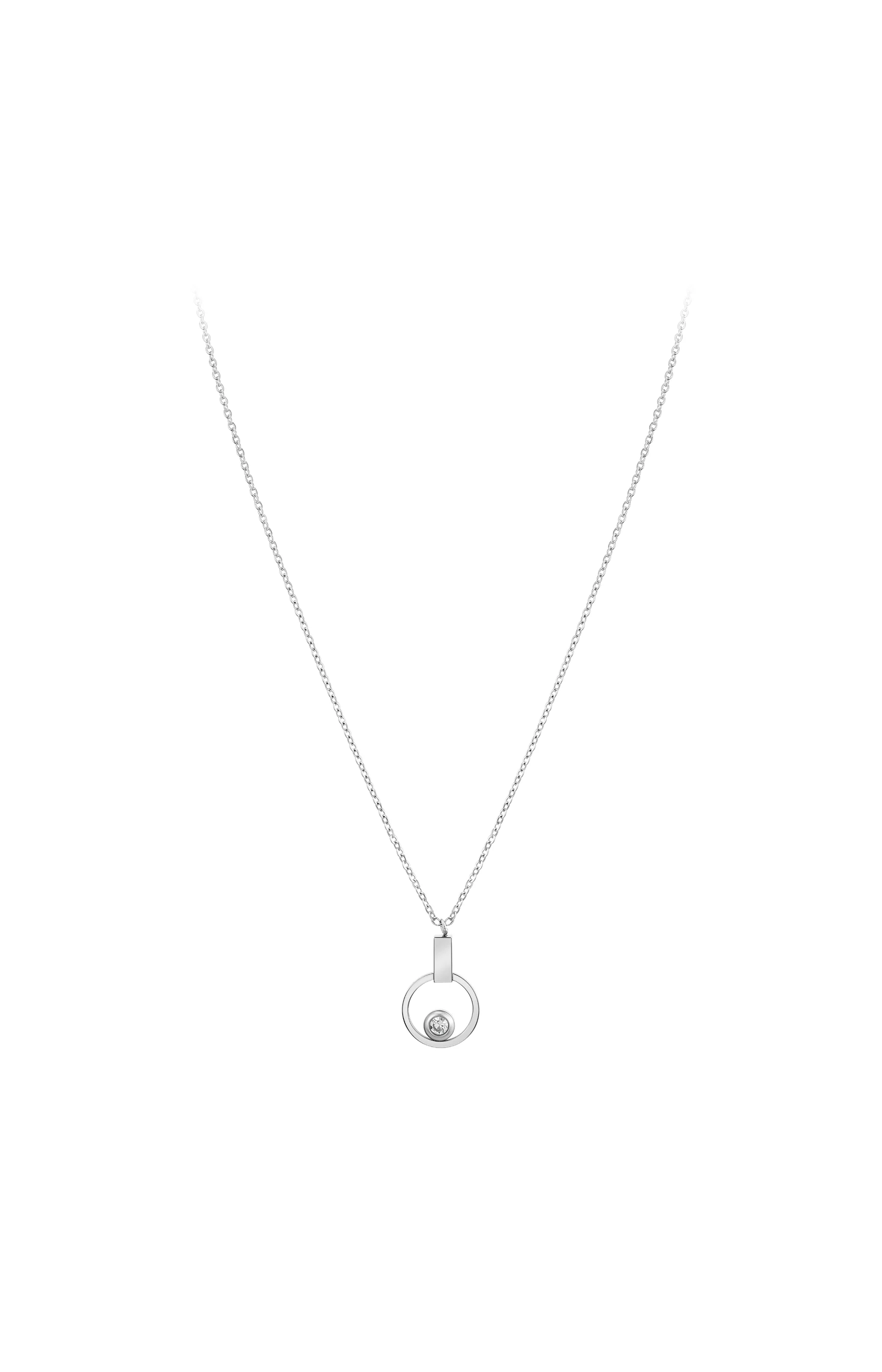 Collier pendentif - Acier inoxydable & cristal - Argenté - Image 2