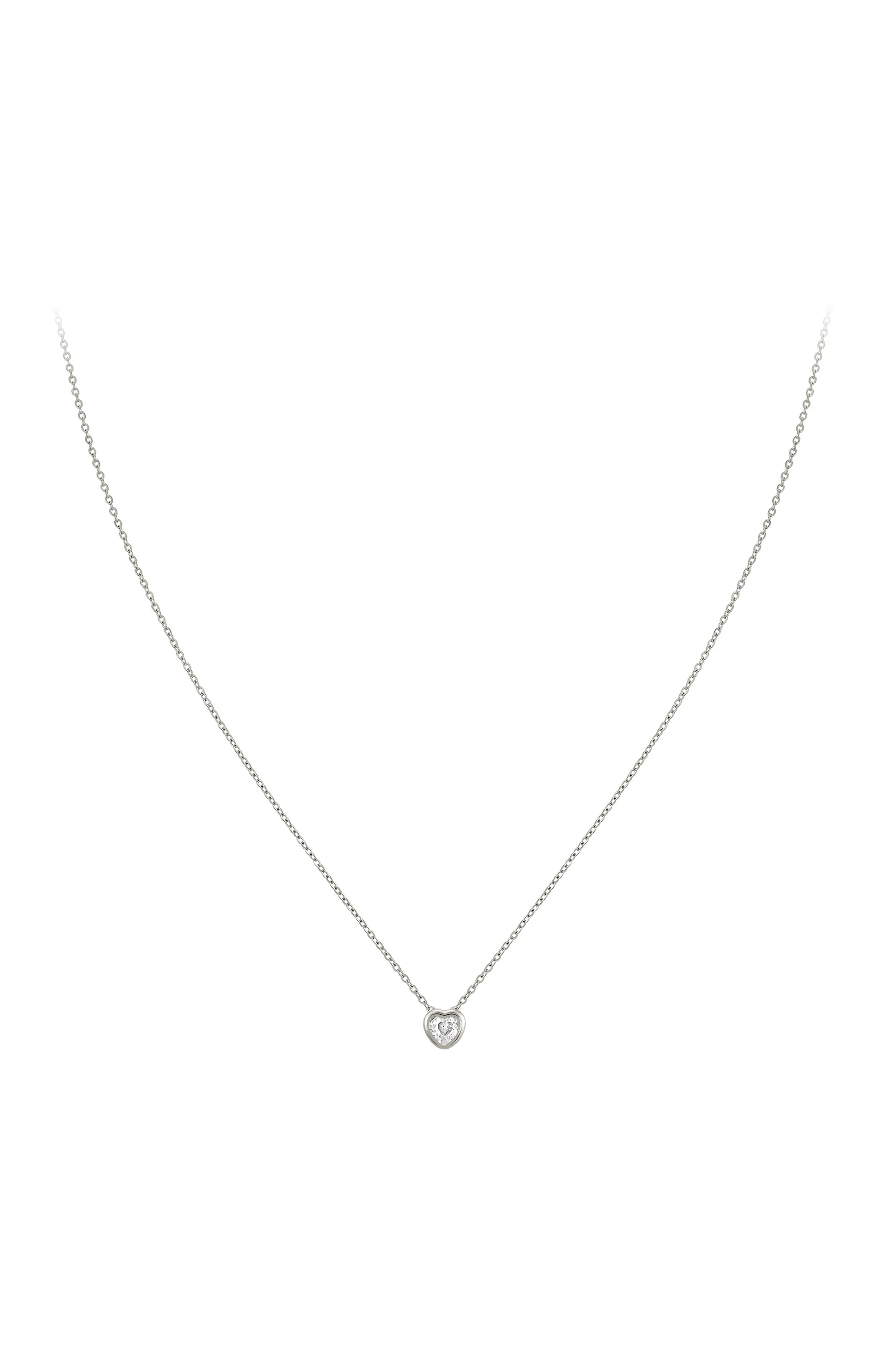 Collier pendentif en cœur - Alliage & zirconium - Argenté - Image 2
