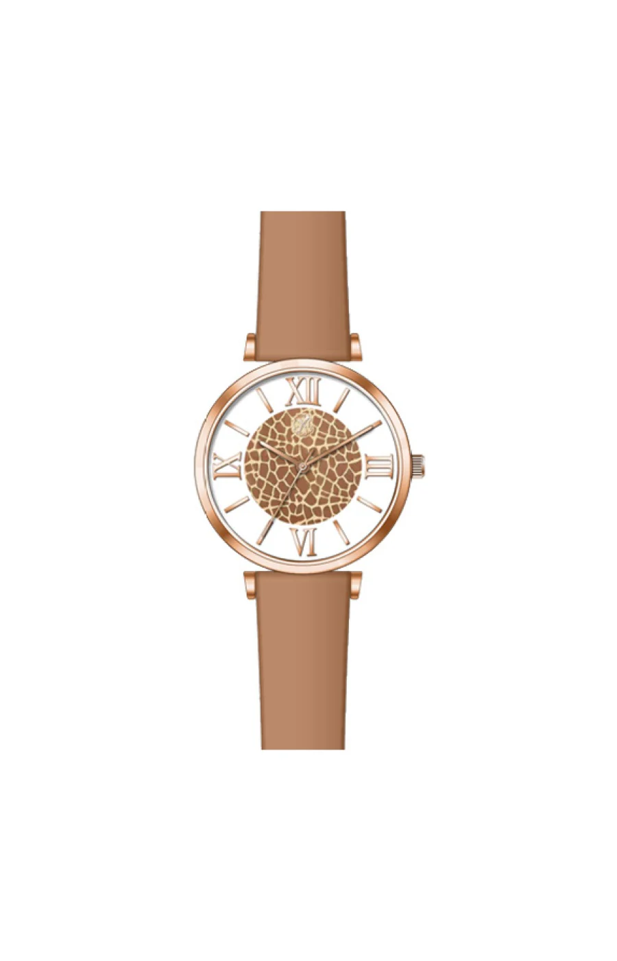 Montre à quartz - Acier - Doré rose & motif girafe