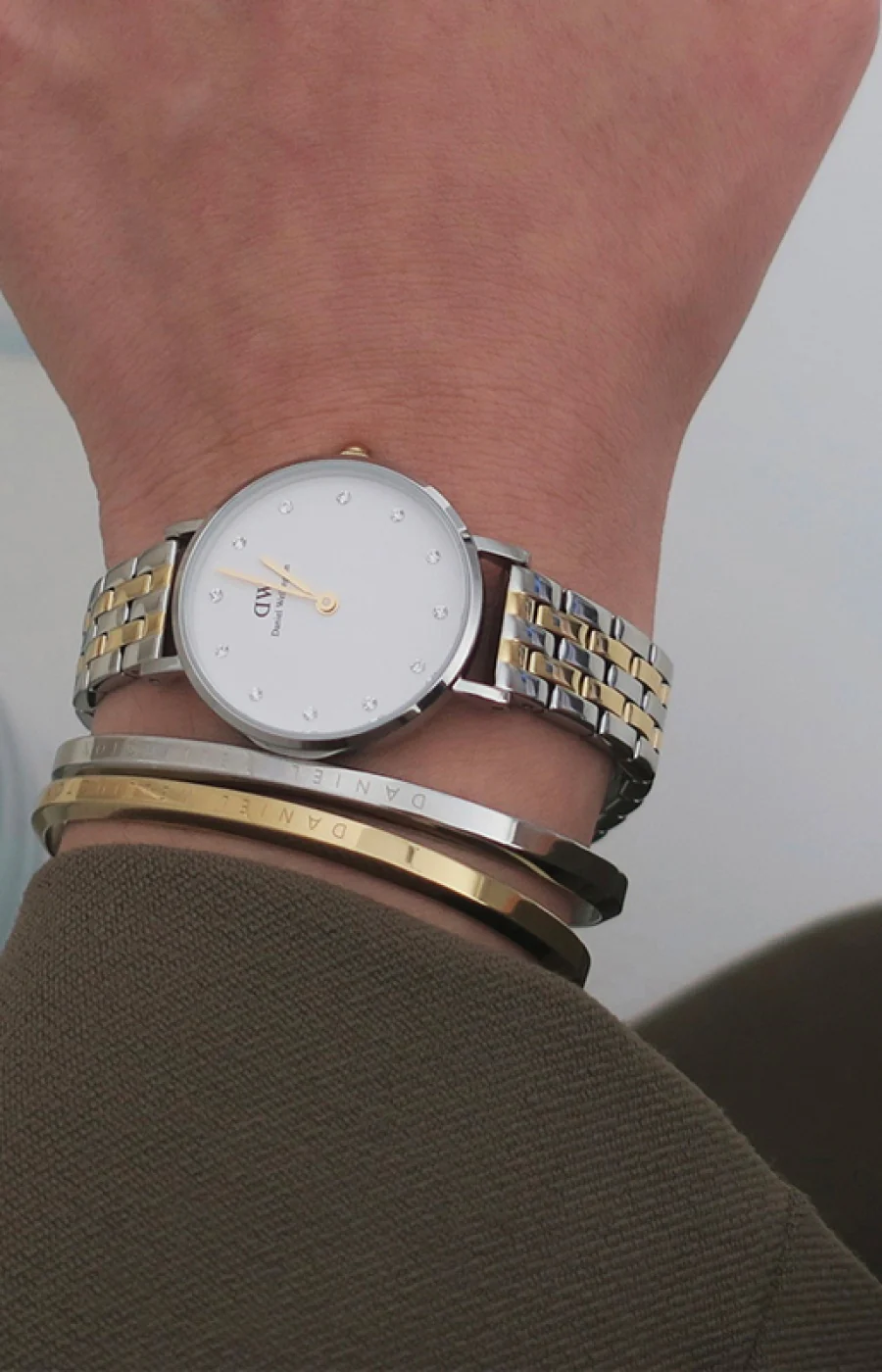 Montre à quartz - Acier inoxydable argenté & doré & cristaux - Femme - Image 4