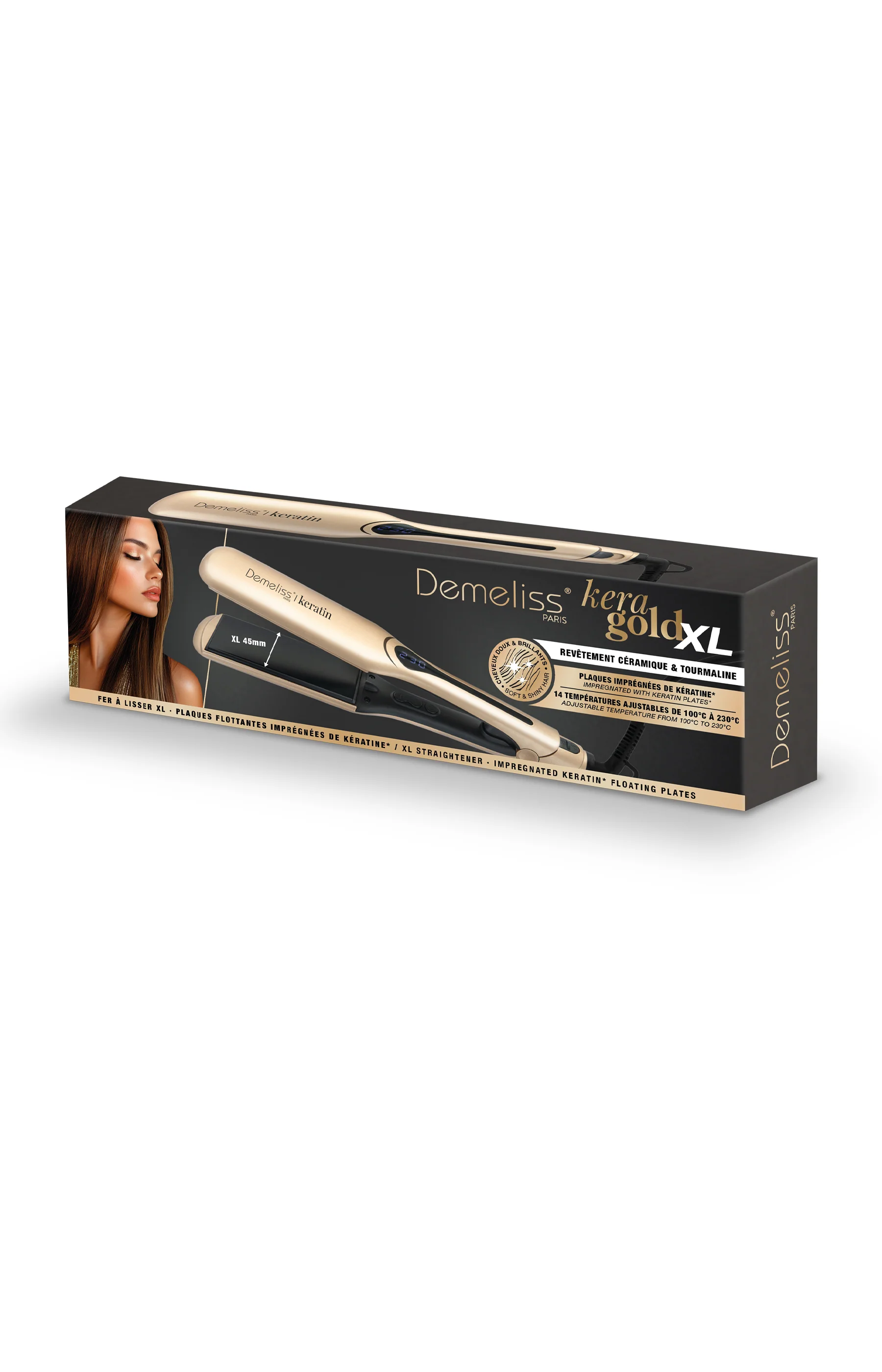 Lisseur professionnel - Plaques XL titanium - 230°C - Doré - Image 3