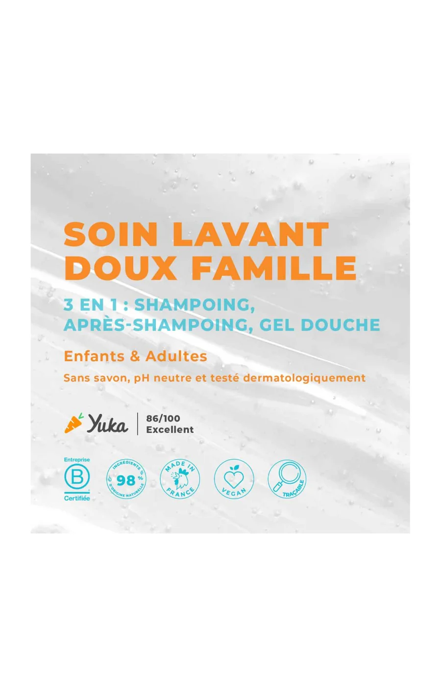 Shampoing 3-en 1 - Abricot & glycérine - Corps & cheveux - Enfants & adultes - 1 L - Image 3