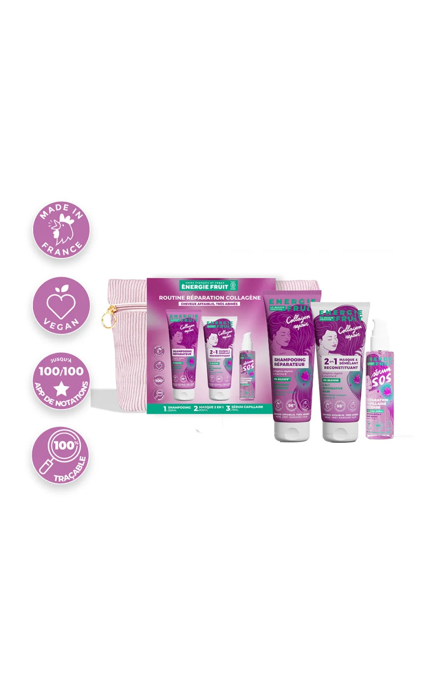 Trousse routine réparatrice - Collagène & vitamine B - Cheveux très abîmés - 3 produits - Image 3
