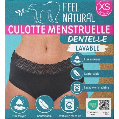 Pack de 3 culottes menstruelles - Dentelle - 1 + 2 offertes -Noir - Image 5