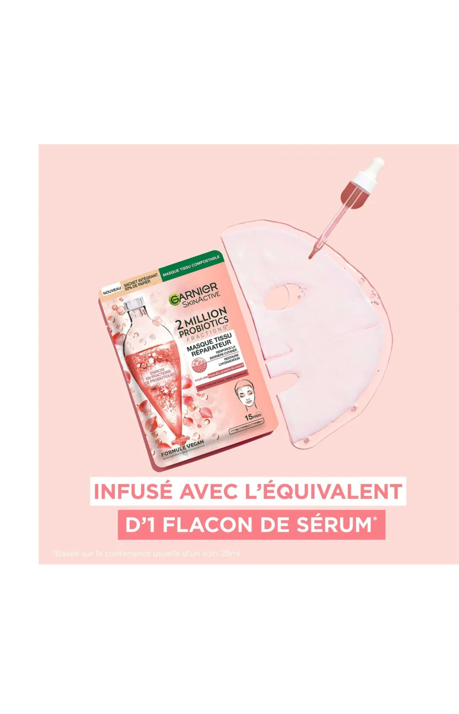3 masques en tissu réparateur - SkinActive - Probiotiques - Visage - Image 3