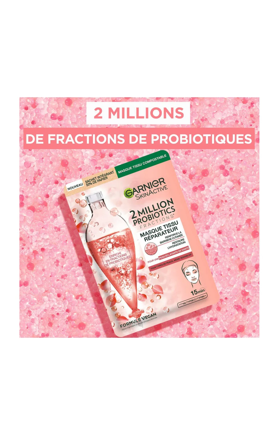 3 masques en tissu réparateur - SkinActive - Probiotiques - Visage - Image 4