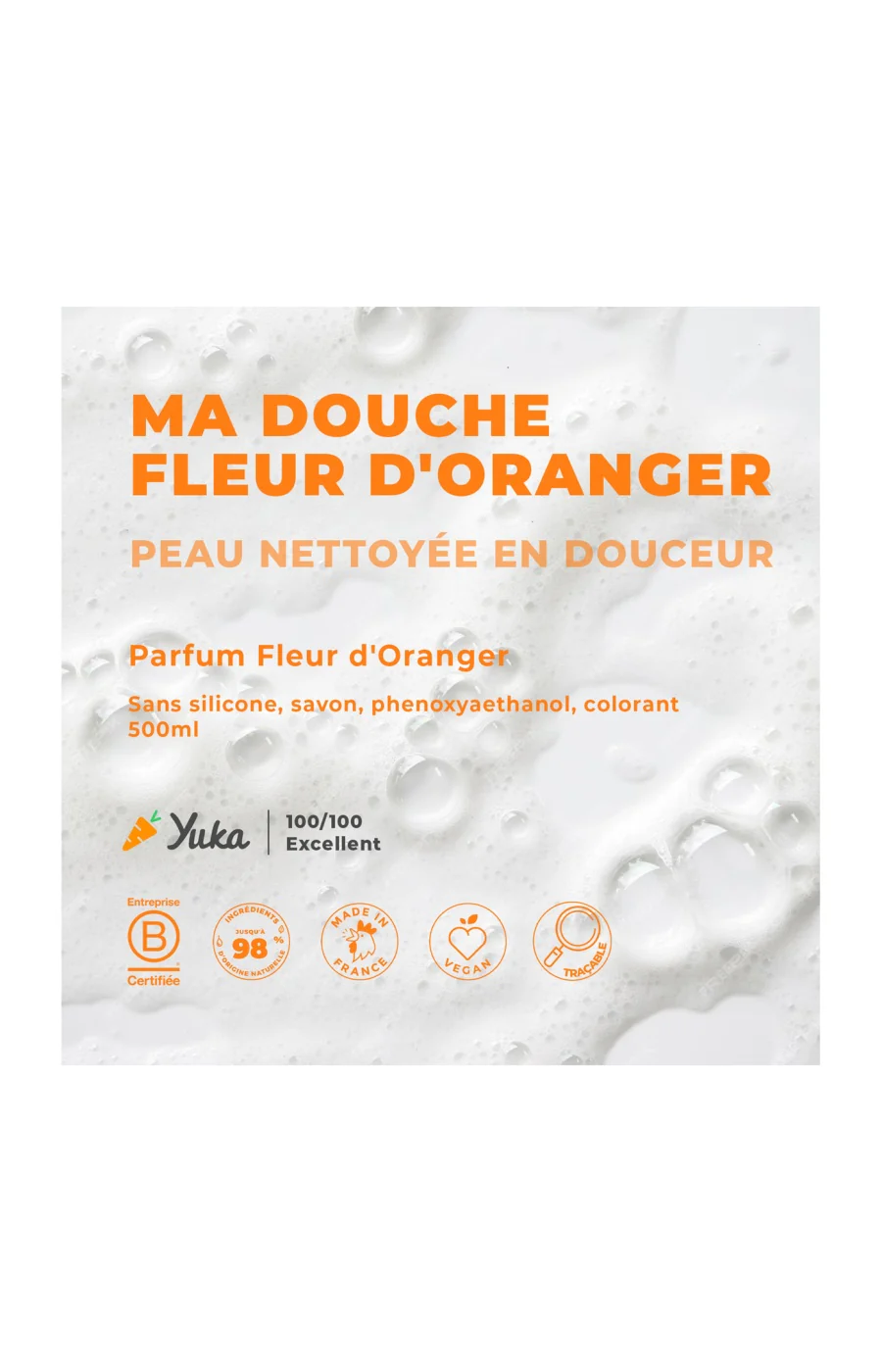 Gels douche hydratants - Fleur d'oranger & huile de lin bio - Peaux sèches - 2 x 500 ml - Image 3