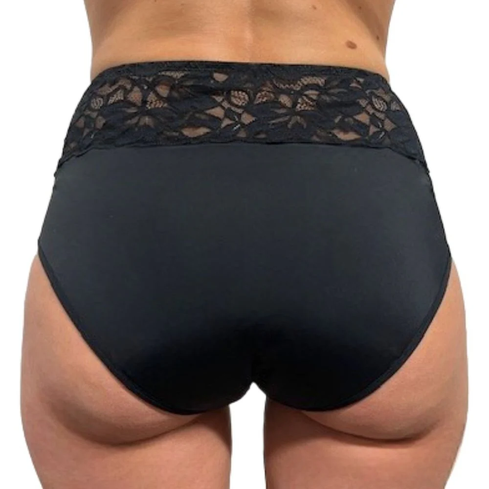 Lot de 2 culottes menstruelles taille haute - Rosalie - Flux moyens à abondants - Noir