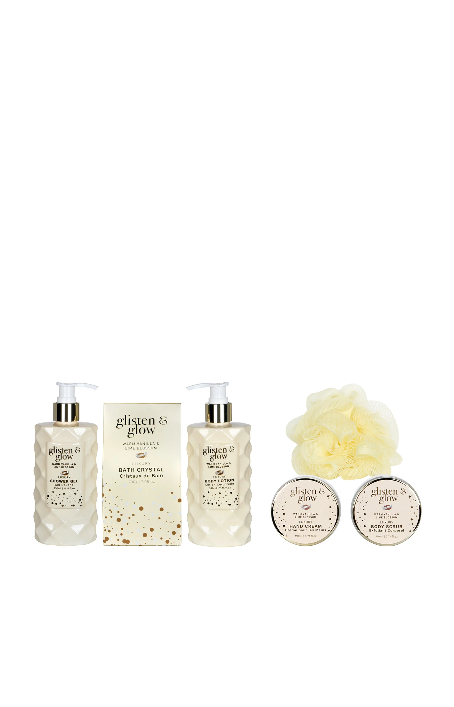 Coffret de bain - Glisten & glow - Doré - Vanille & citron - 6 produits - Image 2