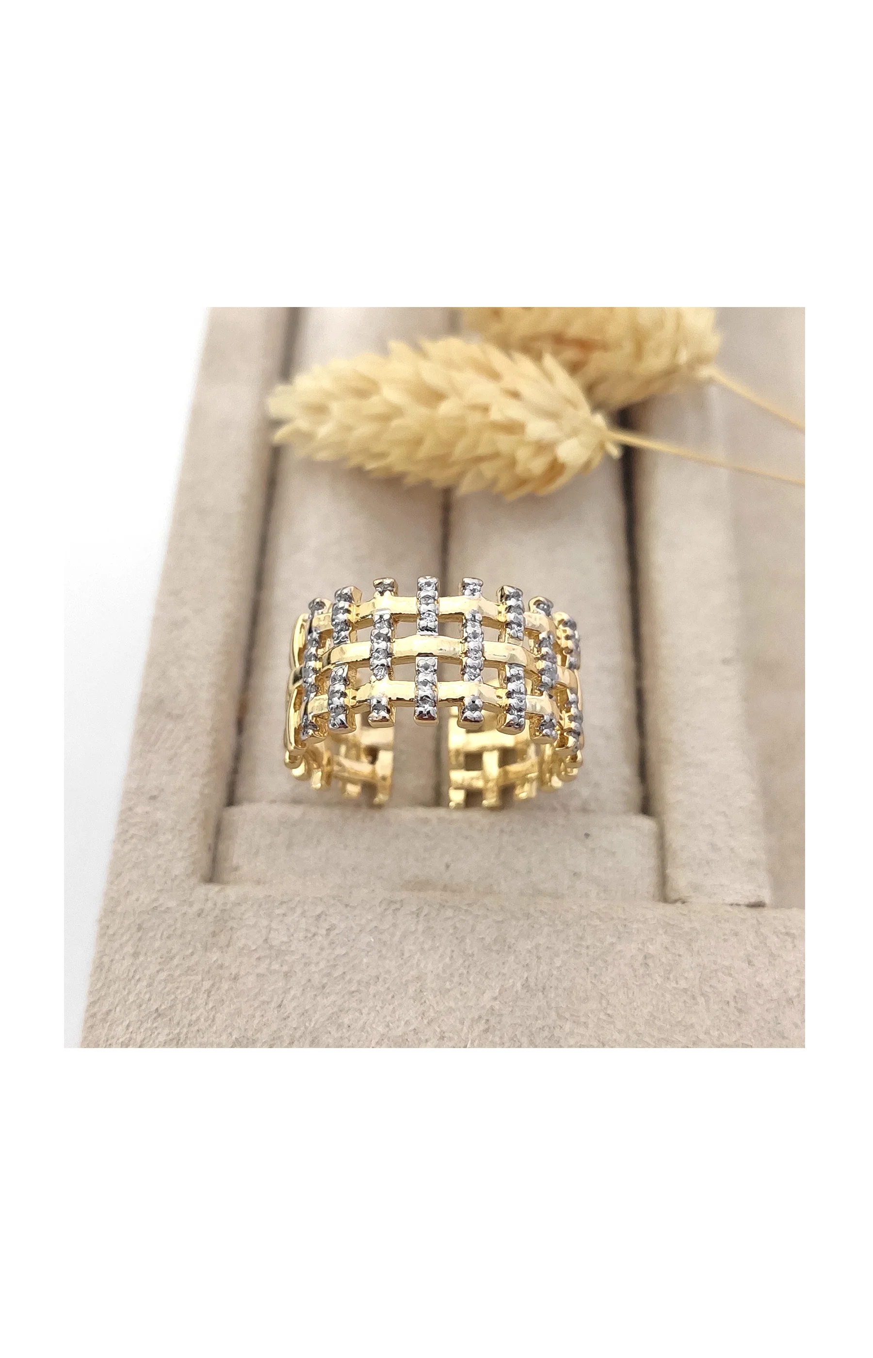 Bague ajustable - Plaqué or & zircons - Image 2