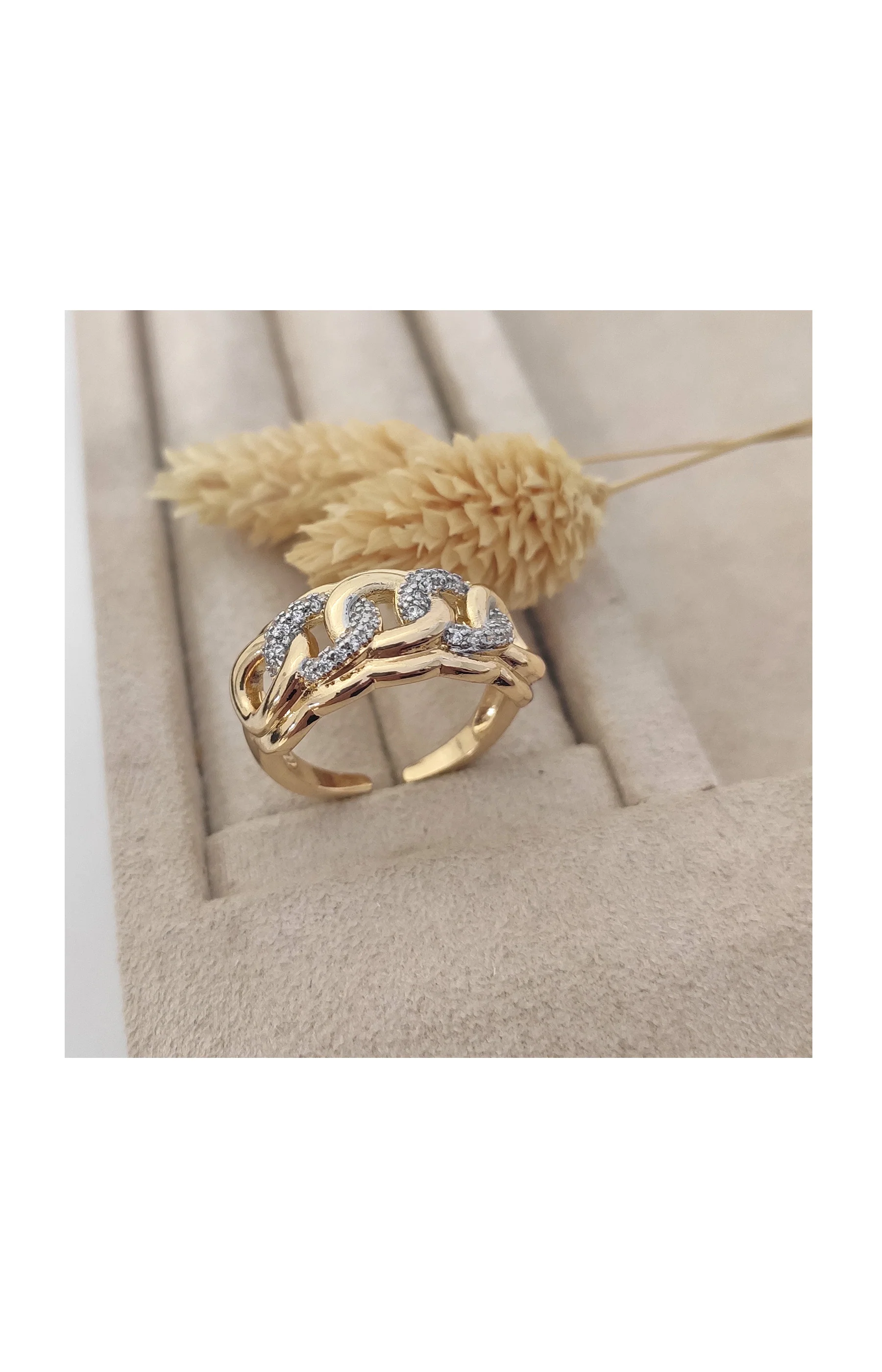 Bague ajustable - Plaqué or & zircons - Image 2