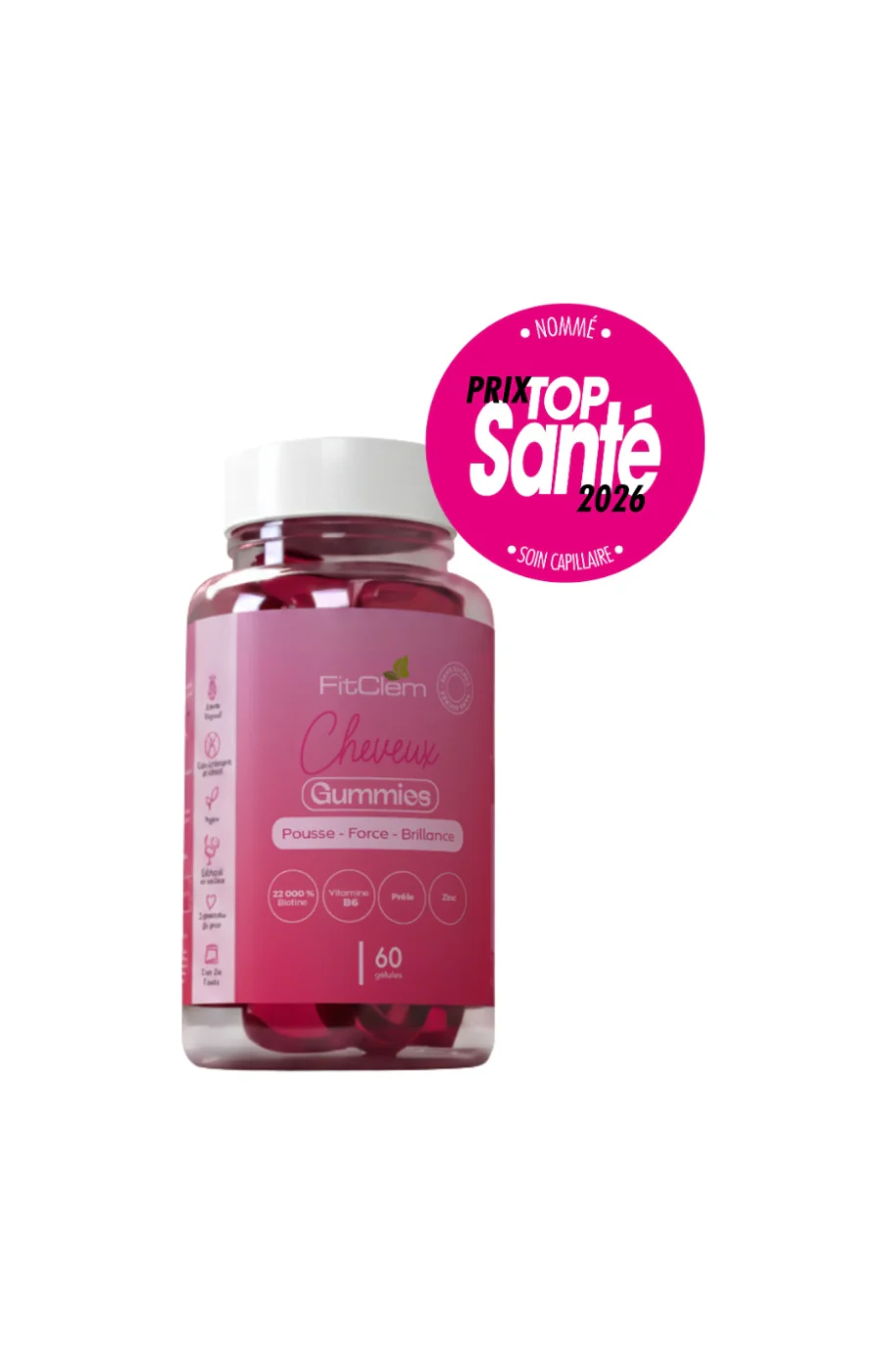 Gummies pousse & brillance cheveux - Zinc & biotine - 3 mois