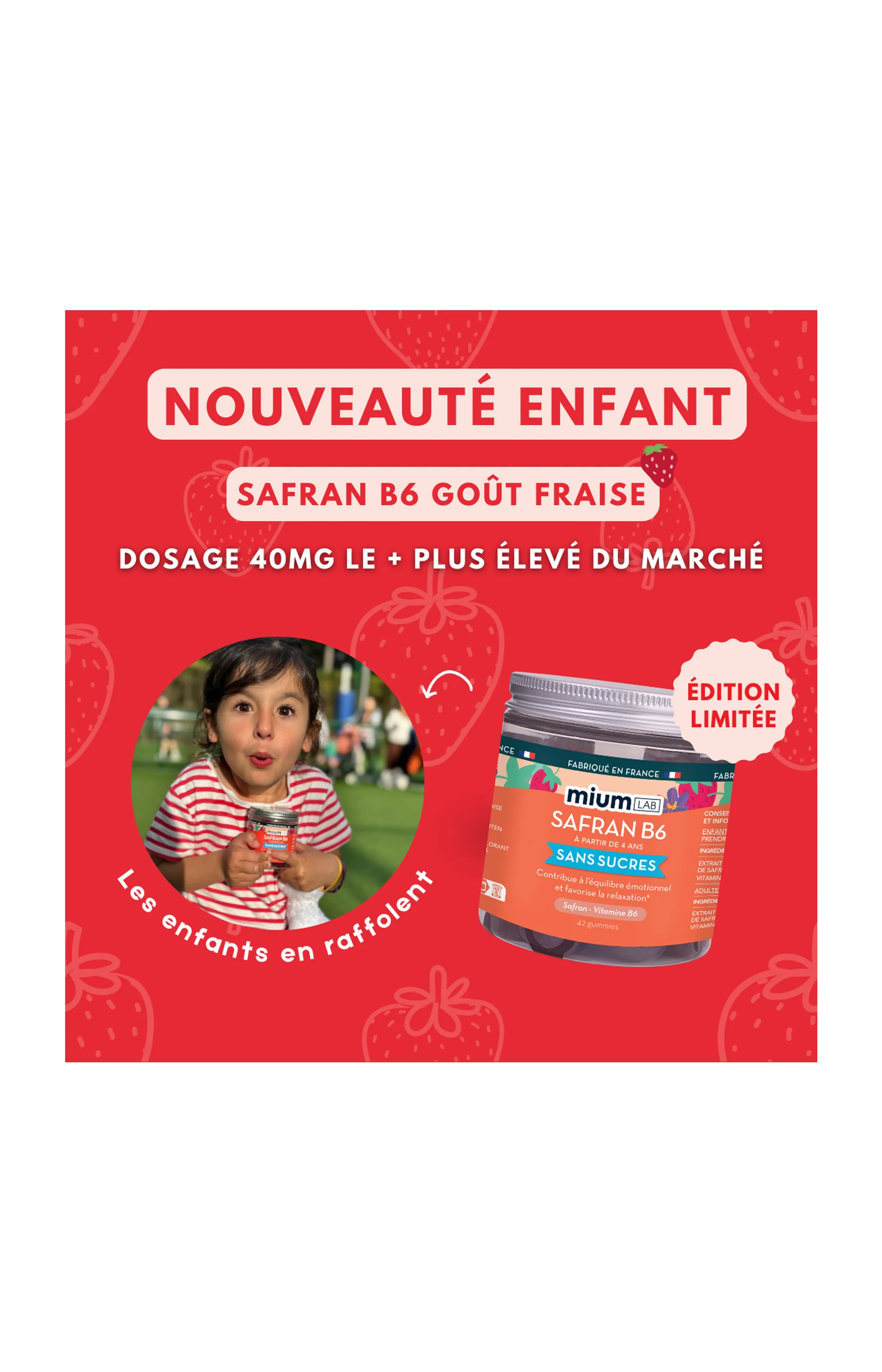 Gummies concentration & relaxation - Safran B6 - Sans sucres - Fraise - Enfant - 21 jours - Image 6