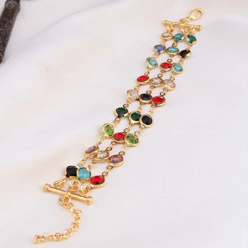 Bracelet - Laiton plaqué or & cristal multicolore - Image 2