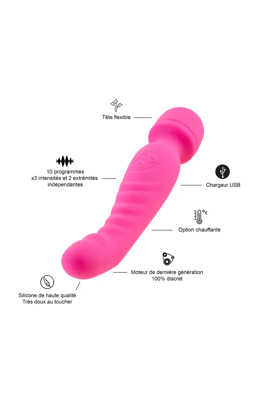 Vibromasseur chauffant point G - 60 programmes - Rose - Image 4