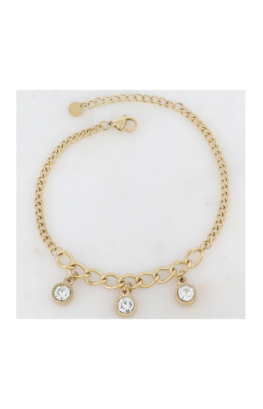 Bracelet - Acier inoxydable doré & zirconiums