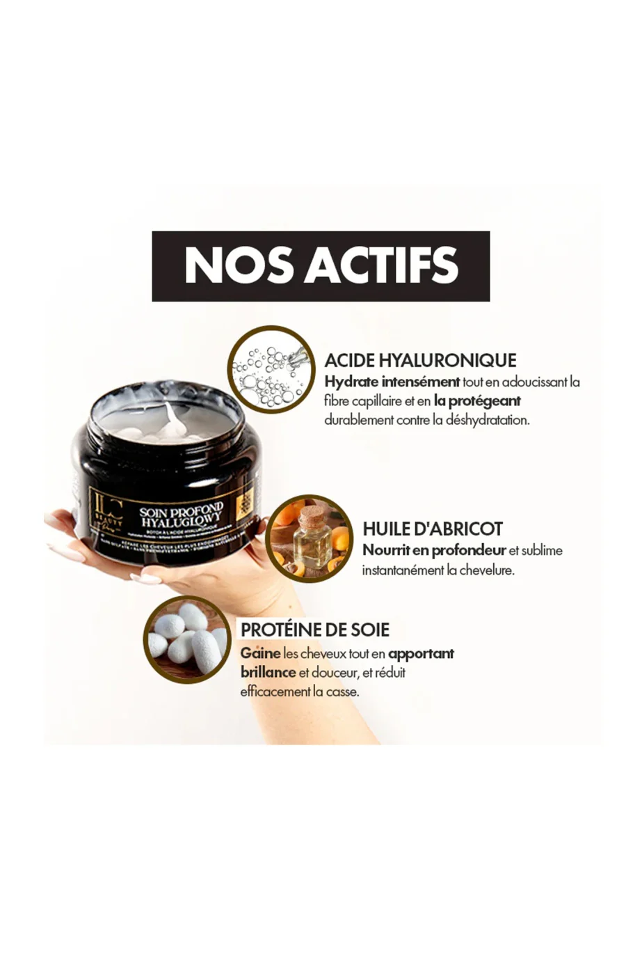 Soin profond hydratant - Cheveux ternes & cassants - Acide hyaluronique - 500 g - Image 4