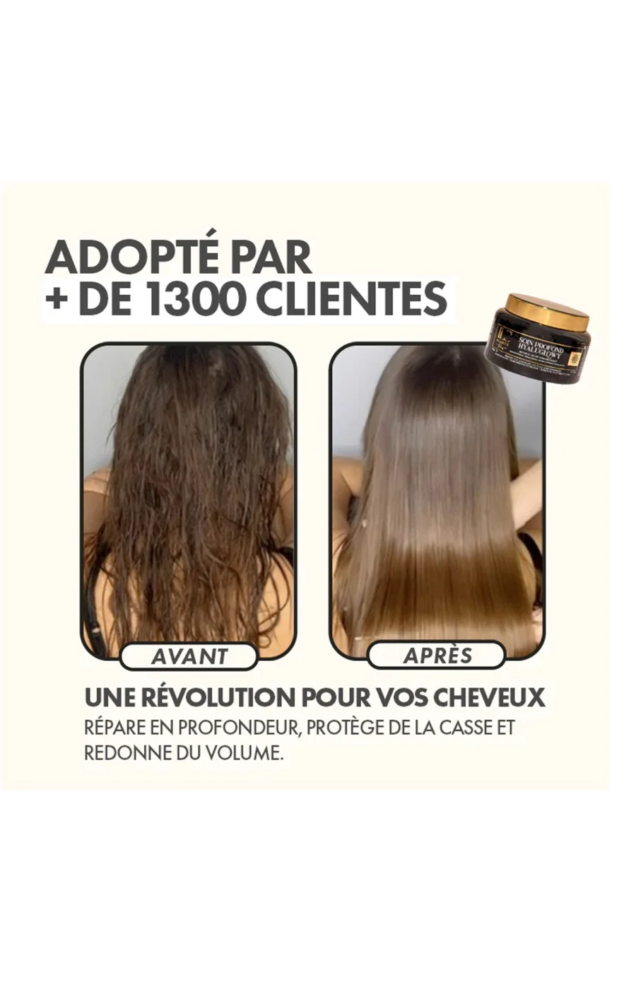 Soin profond hydratant - Cheveux ternes & cassants - Acide hyaluronique - 500 g - Image 5