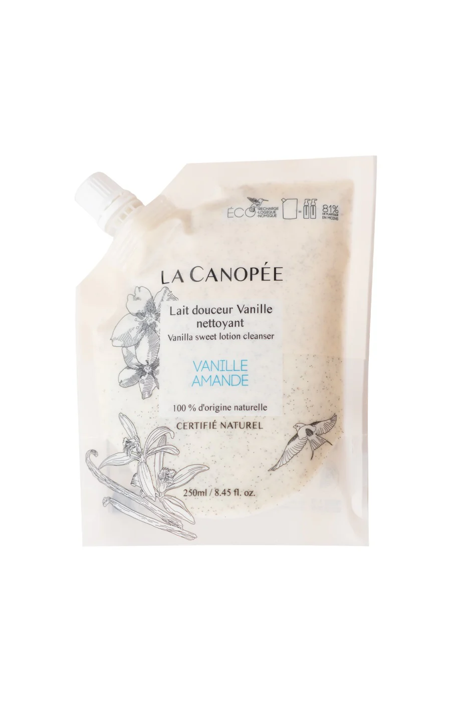 Eco-recharge lait douceur nettoyant - Vanille & amande - Visage - 250 ml