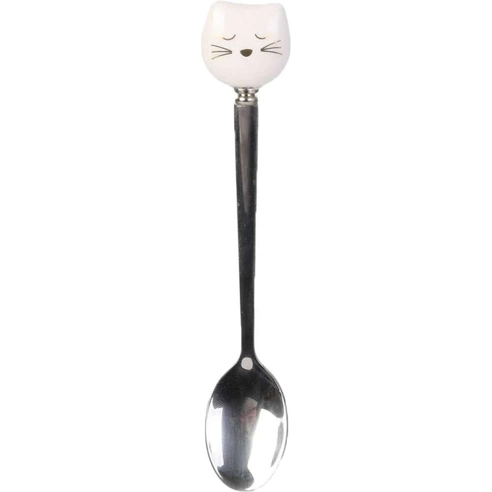 Mug avec cuillère chat - Blanc - Image 2
