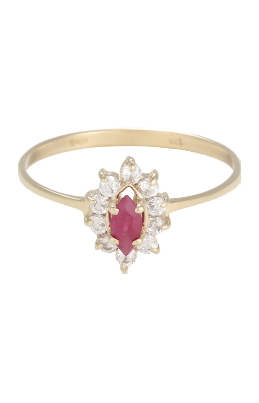 Bague Vera - Or Jaune 375/1000, zirconium & rubis