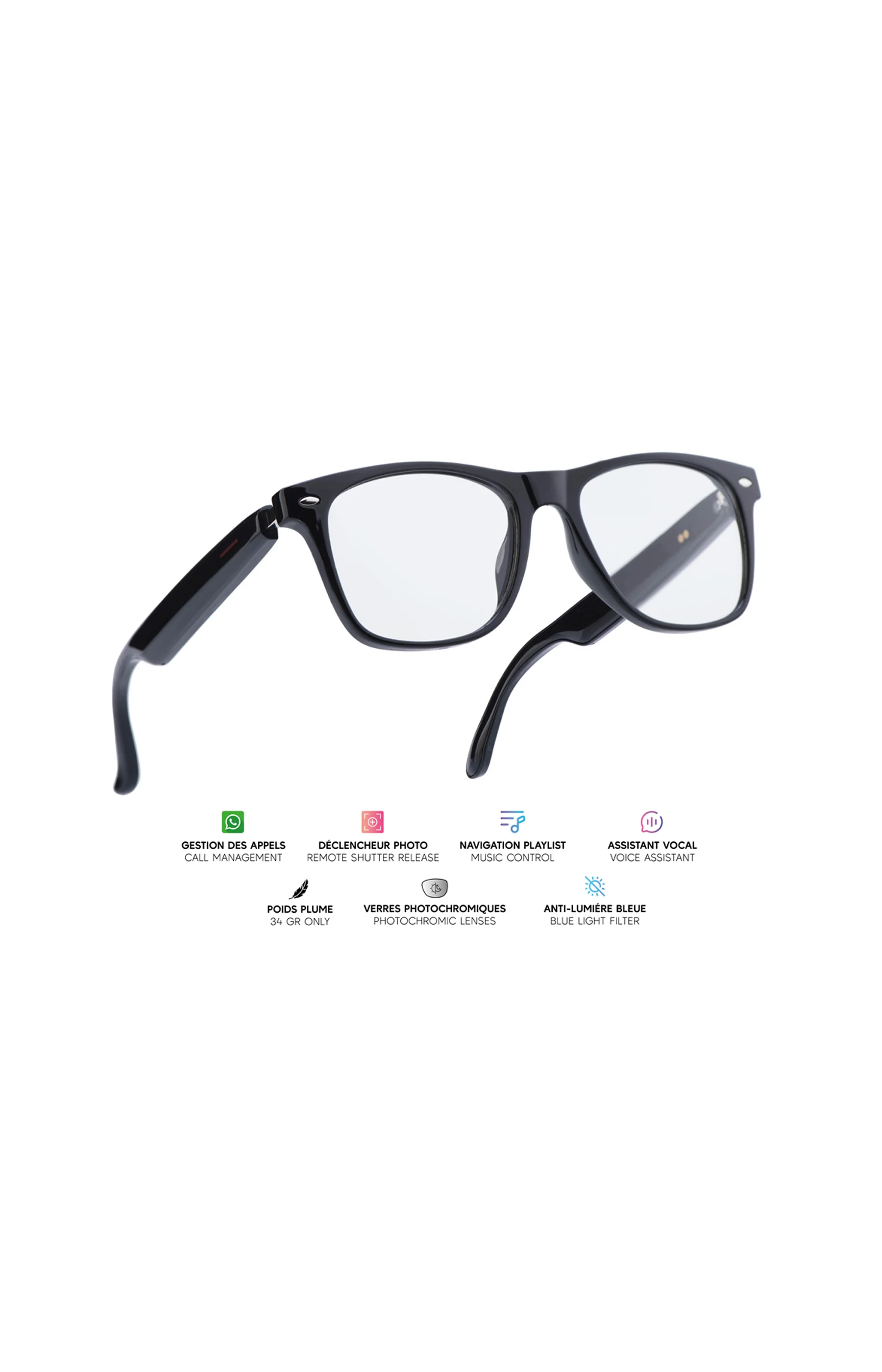 Lunettes connectées – Modèle Sirius - Noir - Image 2