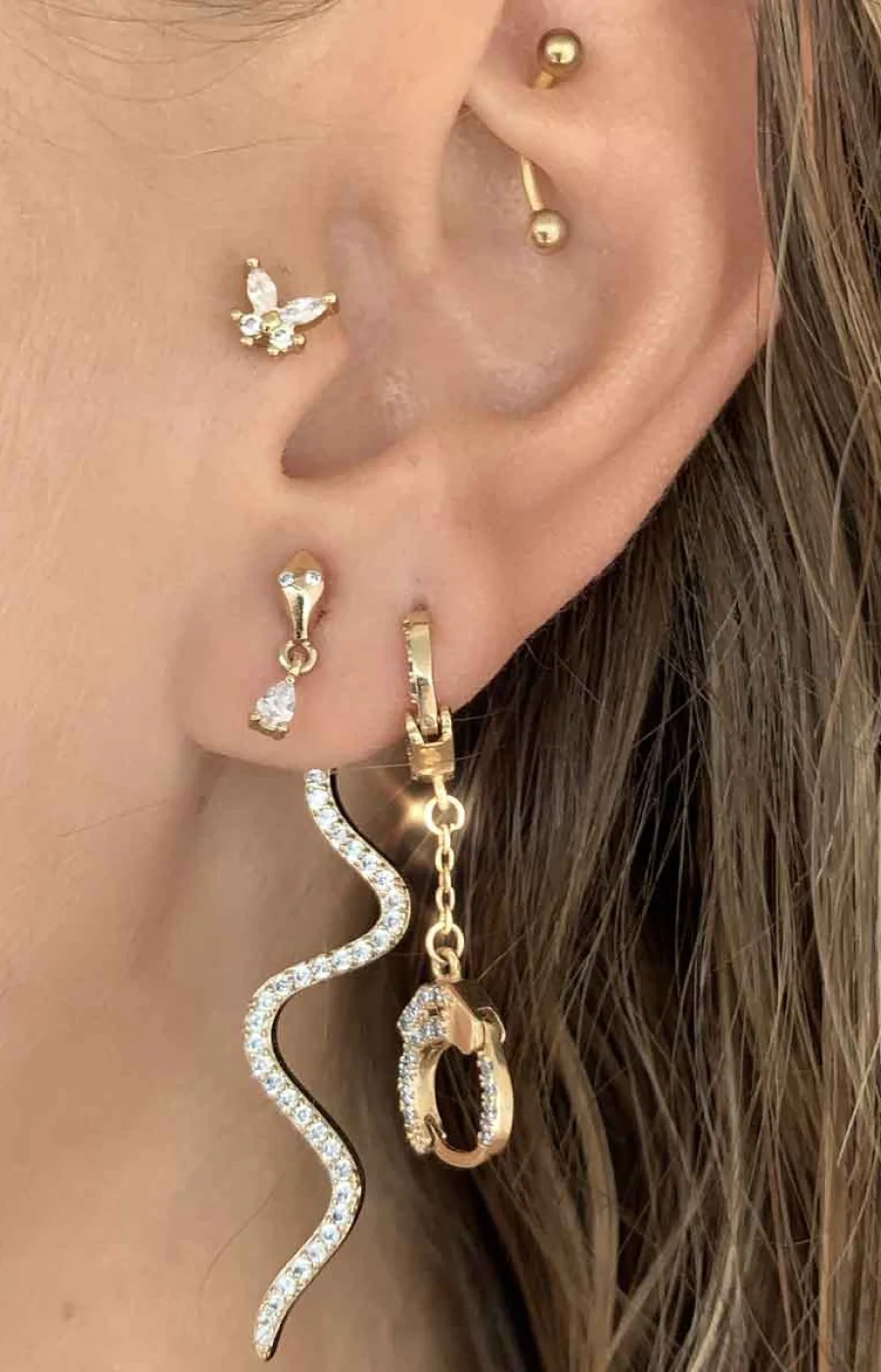 Boucle d'oreille - Baby menottes - Laiton doré or 1 micron